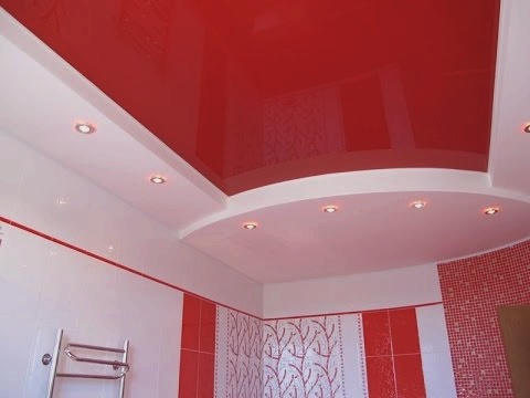 Натяжной потолок в ванной Существует несколько популярных видов